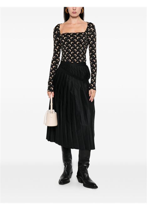 moon printed jersey ls squareneck top woman black and tan MARINE SERRE | WTS017ACJER0001IT99